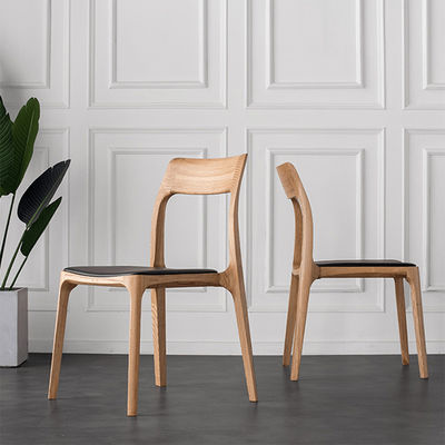Customized Designs Design Style Elegant Nordic Solid Wood Dining Chair With PU Leather Seat