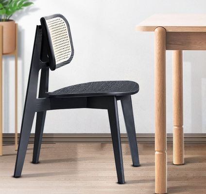 Restaurant Chair W46*D46*H86CM Vintage Rattan Solid Wood Dining Chair for Home Furniture
