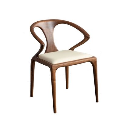 Nordic Solid Wood Bedroom Dining Chair with Armrest Modern Design Lacquered Finish