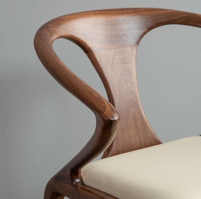 Nordic Solid Wood Bedroom Dining Chair with Armrest Modern Design Lacquered Finish