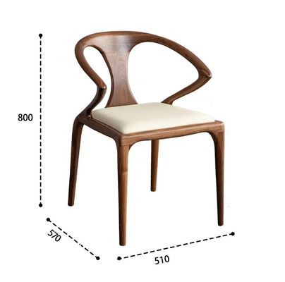 Nordic Solid Wood Bedroom Dining Chair with Armrest Modern Design Lacquered Finish