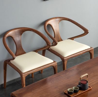 Nordic Solid Wood Bedroom Dining Chair with Armrest Modern Design Lacquered Finish