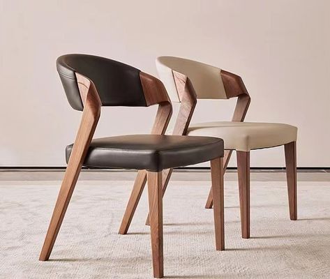 Living Room Furniture Solid Wood Dining Chair with Customized Designs and PU Leather Cushion