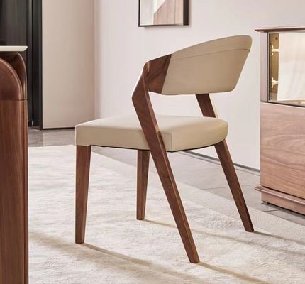 Living Room Furniture Solid Wood Dining Chair with Customized Designs and PU Leather Cushion