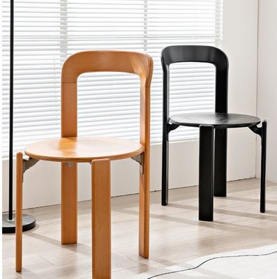 Customized Designs Nordic Solid Wood Dining Chair with Stackable Design and Lacquered Finish