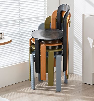 Customized Designs Nordic Solid Wood Dining Chair with Stackable Design and Lacquered Finish