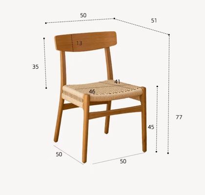 Modern Woven Cord Solid Wood Dining Chair for Hotel Restaurant W50*D50*H77 cm Mail Packing Y