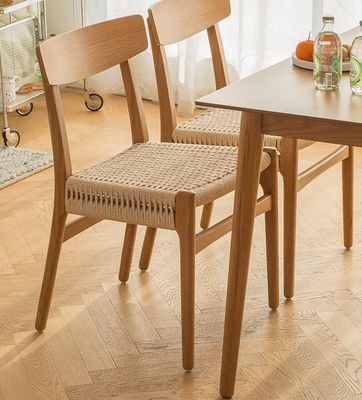 Modern Woven Cord Solid Wood Dining Chair for Hotel Restaurant W50*D50*H77 cm Mail Packing Y