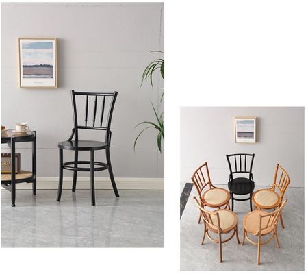 Modern Design Rattan and Solid Wood Dining Chair for Restaurant W36*D42*H88 cm