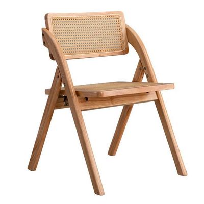 OEM Service Accepted Natural Rattan Solid Wood Dining Chair Furniture with Foldable Design