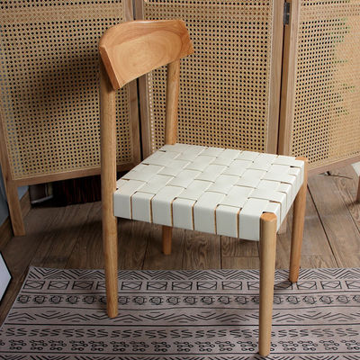 Solid Wood Braided Seat Dining Chair Furniture Finish Lacquered With Customized Designs For Restaurant Dining