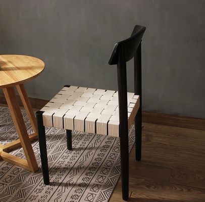 Solid Wood Braided Seat Dining Chair Furniture Finish Lacquered With Customized Designs For Restaurant Dining