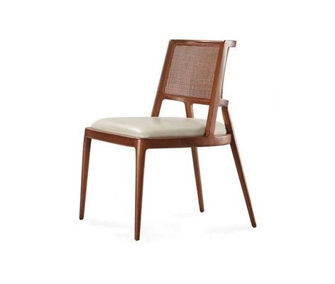 Dining Room Furniture Luxury Rattan Solid Wood PU Leather Seat Dining Chair For Restaurant with and OEM Service Accepted