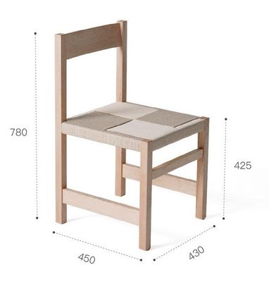 Natural Color Woven Rope Solid Wood Braided Seat Dining Chair For Restaurant With Exquisite Craftsmanship