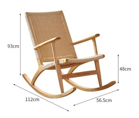 Add a Touch of Elegance to Your Outdoor Lounge with Vintage Woven Rope Solid Wood Rocking Chair