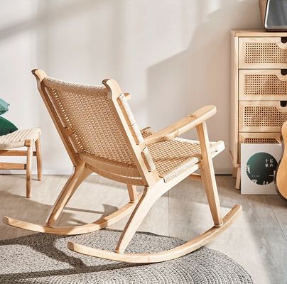 Add a Touch of Elegance to Your Outdoor Lounge with Vintage Woven Rope Solid Wood Rocking Chair