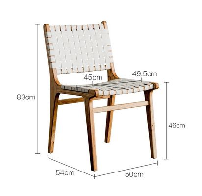 Modern Leisure Dining Chair Woven Leather Solid Wood for Dining Room Furniture