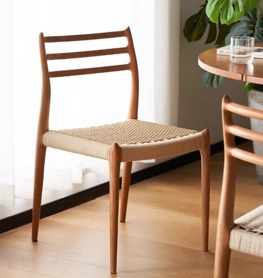 Vintage Luxury Hotel Home Furniture Woven Cord Solid Wood Dining Chair for Restaurant in Customized Designs