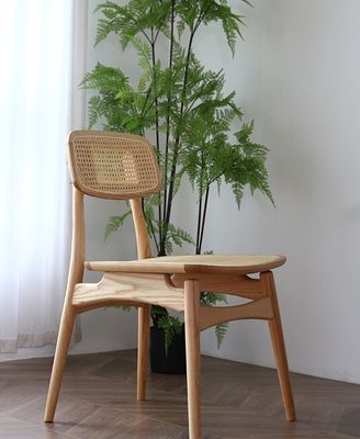Dining Room Furniture Vintage Luxury Hotel Restaurant Natural Rattan Solid Wood Dining Chair for Events