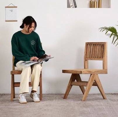 Vintage Luxury Elm Solid Wood Dining Chair in Walnut Finish for Customized Designs Furniture