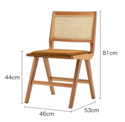 Home Furniture Lacquered Finish Solid Wood Dining Chair With Cushion And Natural Rattan Backrest For Modern Design Furniture