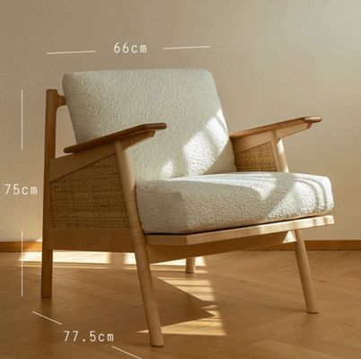 Home Furniture General Nordic Lounge Wood Sofa Chair with Down Feather Cushion Natural Woven Rattan Solid Wood Chair