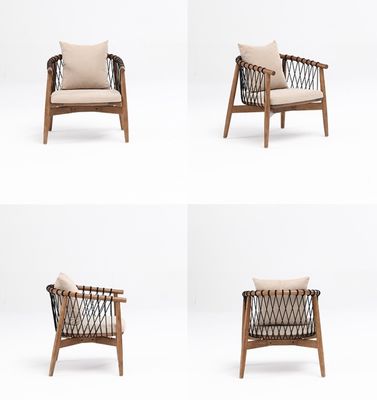 Mail Packing Y Nordic Lounge Wood Sofa Leisure Chair Woven Rope Solid Wood Chair With Armrest for Hotel