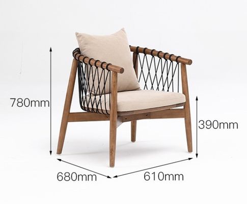 Mail Packing Y Nordic Lounge Wood Sofa Leisure Chair Woven Rope Solid Wood Chair With Armrest for Hotel