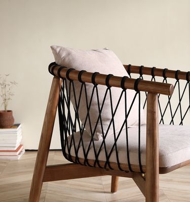Mail Packing Y Nordic Lounge Wood Sofa Leisure Chair Woven Rope Solid Wood Chair With Armrest for Hotel