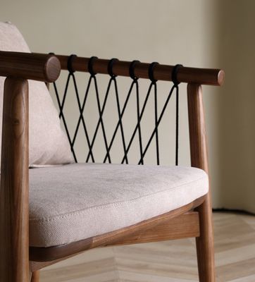 Mail Packing Y Nordic Lounge Wood Sofa Leisure Chair Woven Rope Solid Wood Chair With Armrest for Hotel