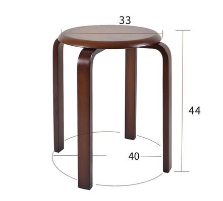 OEM Service Accepted Fashion Simple Stool Modern Household Small Round Solid Wood Stackable Chairs Wood Stool Curved Wood Stool