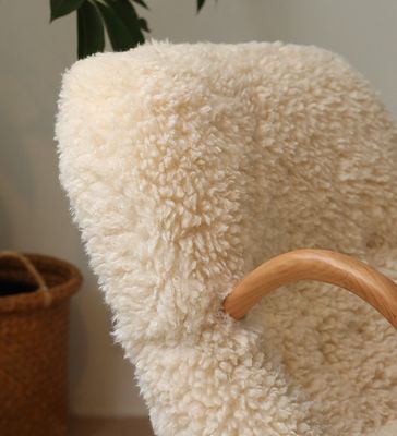 Armrest Nordic Lounge Wood Sofa Leisure Chair Solid Wood Artificial Lamb Wool Sofa Chair With Armrest Customized Designs