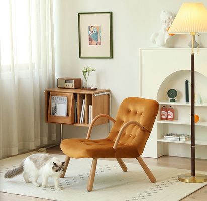 Armrest Nordic Lounge Wood Sofa Leisure Chair Solid Wood Artificial Lamb Wool Sofa Chair With Armrest Customized Designs