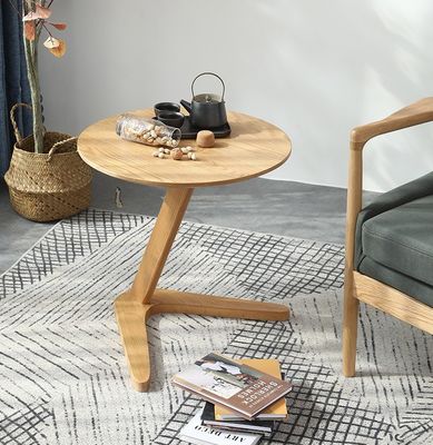 Living Room Furniture Modern Round End Coffee Table with Solid Wood Base
