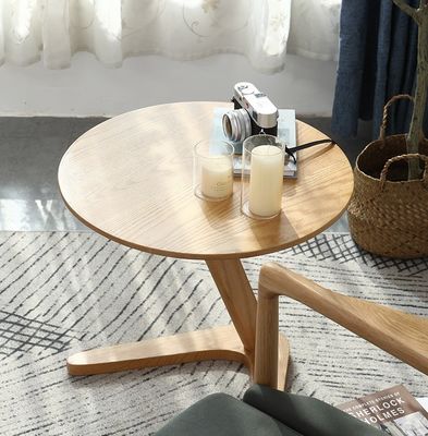 Living Room Furniture Modern Round End Coffee Table with Solid Wood Base