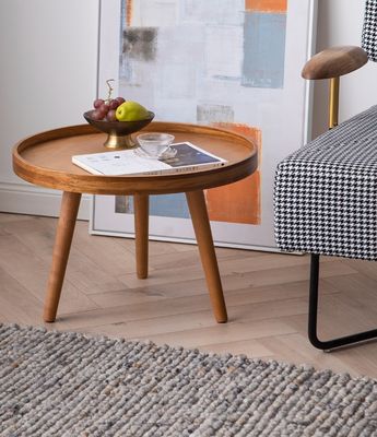 Modern Design Nordic Solid Wood Round End Coffee Table for Living Room OEM Service Accepted