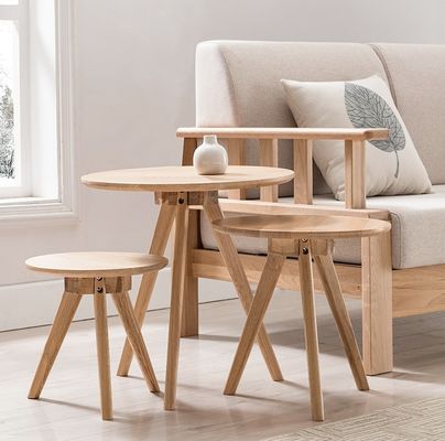 Modern Design Round Solid Wood Coffee Table for Living Room W32/40/50*D32/40/50*H30/40/51CM