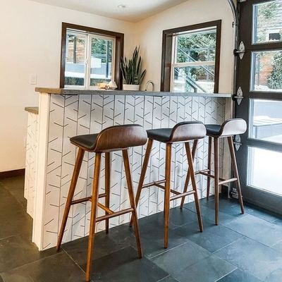 NO Folded Modern Wood Bar Stool for Kitchen and Dining Room without Folding
