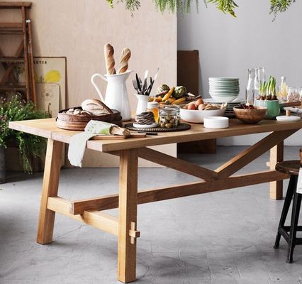Nordic Style Rectangular Dining Table for Hotel and Restaurant Solid Wood Material Included