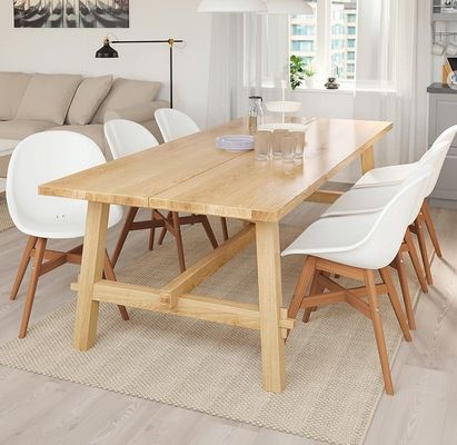 Nordic Style Rectangular Dining Table for Hotel and Restaurant Solid Wood Material Included