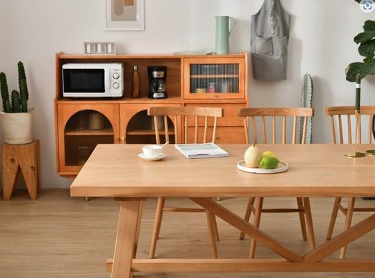 Nordic Style Rectangular Dining Table for Hotel and Restaurant Solid Wood Material Included