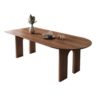 Modern Nordic Home Furniture Solid Wood Rectangular Dining Table with Walnut