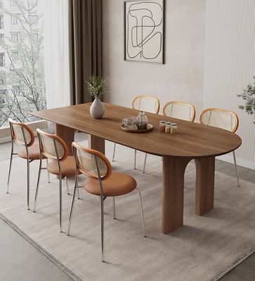 Modern Nordic Home Furniture Solid Wood Rectangular Dining Table with Walnut