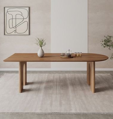 Modern Nordic Home Furniture Solid Wood Rectangular Dining Table with Walnut
