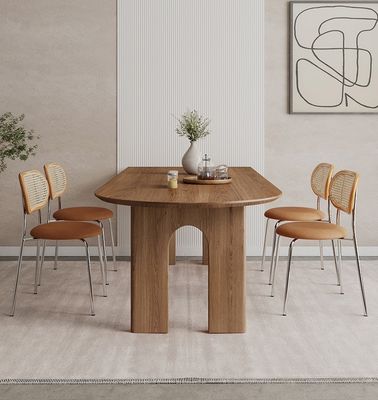 Modern Nordic Home Furniture Solid Wood Rectangular Dining Table with Walnut
