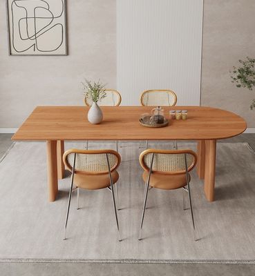 Modern Nordic Home Furniture Solid Wood Rectangular Dining Table with Walnut