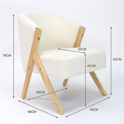 Living Room Design W58*D68*H78CM Nordic Lounge Leisure Wood Sofa Chair for OEM Service Accepted