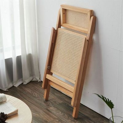 NO Folded Modern Solid Wood Chair with Rattan Dining Folding Rattan Chair in Nature Popular Colors