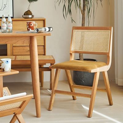 Solid Wood and Rattan Dining Arm Chair Modern Design for Commercial Furniture