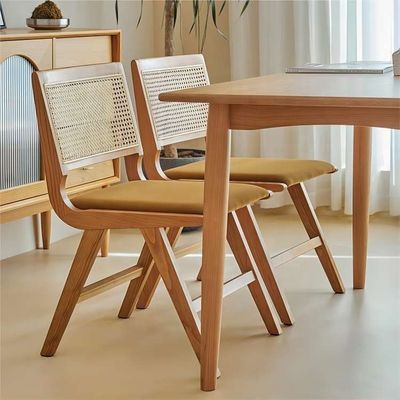 Solid Wood and Rattan Dining Arm Chair Modern Design for Commercial Furniture